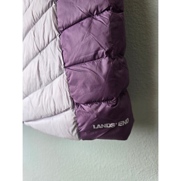 Lands' End Colorblock Down Puffer Vest 1X Purple Lightweight Warm Cozy Gorpcore - Picture 2 of 9